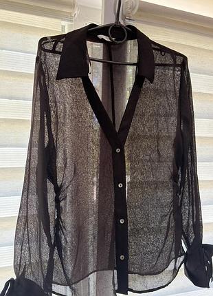 Блуза zara, шоколадного кольору, прозора, розмір м, нова, не одягалась