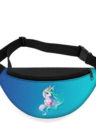 Детская сумка-бананка my little pony princess celestia 32х15 см на пояс или через плечо (5859)