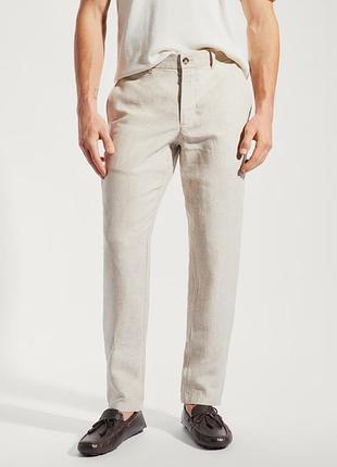 Чоловічі штани john lewis pure linen лляні сіро-бежеві р 32r