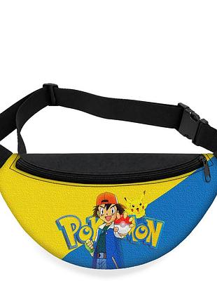 Детская сумка-бананка pokemon 32х15 см на пояс или через плечо (5909)