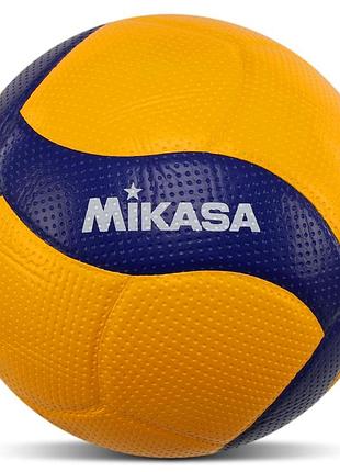 М'яч волейбольний mikasa v300w no5 pu жовтий-синій
