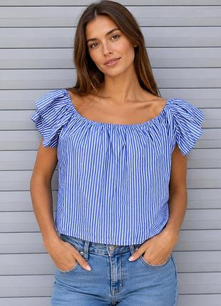 Блуза zara basic collection  стильна блуза zara basic у синьо-білу смужку – ідеальний вибір для літніх образів.