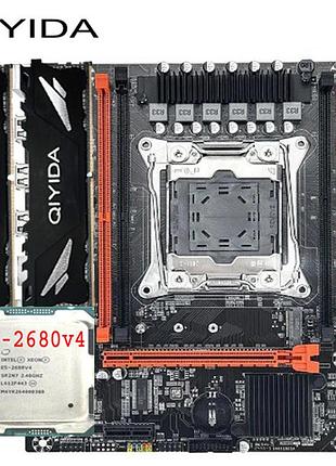 Комплект материнская плата qiyida x99 d4 lga 2011-3 + процессор 2680v4 (14 ядер / 28 потоков) + озу 32 гб