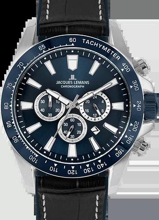 Годинник чоловічий jacques lemans liverpool 1-2140b сталевий корпус wr 100 м синій циферблат