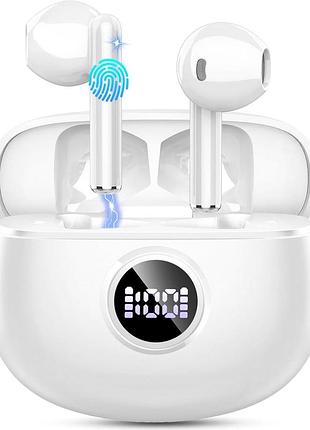 Беспроводные вакуумные наушники motost bluetooth 5.3 с led дисплеем (hifi stereo / enc / ip7 / 40 часов / белые)