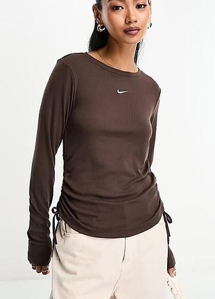 Лонгслів жіночий nike essential rib top коричневий р m