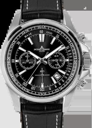 Годинник чоловічий jacques lemans liverpool 1-2117a сталевий корпус wr 200 м чорний циферблат