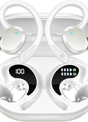 Спортивные беспроводные наушники rulefiss q38 bluetooth 5.3 с заушными крючками и led-дисплеем (hifi / ip7 / 48 часов)