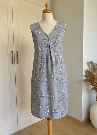 Лляна сукня laura ashley 100% льон, квітковий принт, розмір uk 14 / eu 40