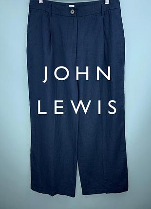 Широкі льняні штани john lewis темно сині