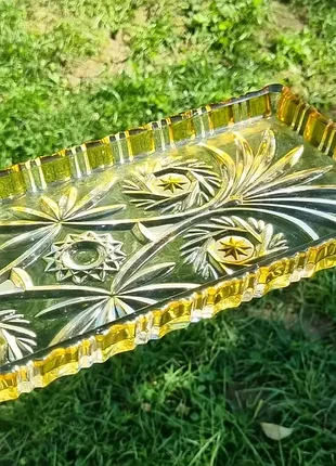 Вінтажна кришталева сервірувальна тарілка, блюдо, рулетниця (піднос). walther glas (германія).