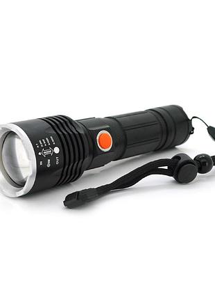 Ліхтар ручний bailong p07-p50, 1led cree xhp50.2, 19w, 5 режими, zoom, 18650/8800mah, black, ip40, кабель usb-micro, 160х45х32мм,