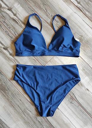 Синий раздельный купальник primark размер l (eur 42-44)