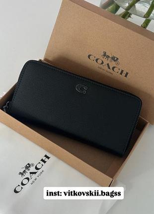 Гаманець essential slim accordion zip wallet with textured leather interior black❣️