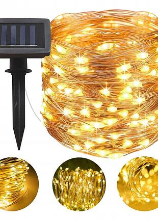 Сонячна гірлянда 32 метри, 300 led-лампочок, тепле світло, 6вт, ip44, masterled