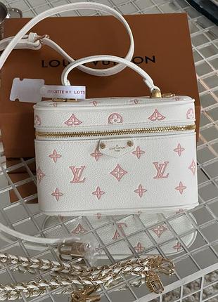 Сумка louis vuitton vanity chain pouch premium бело-персиковый
