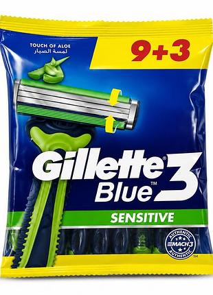 Одноразові бритви gillette blue 3 sensitive 9+3 шт