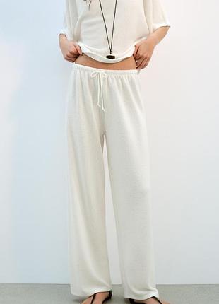 Широкие брюки из рустикальной ткани от zara
