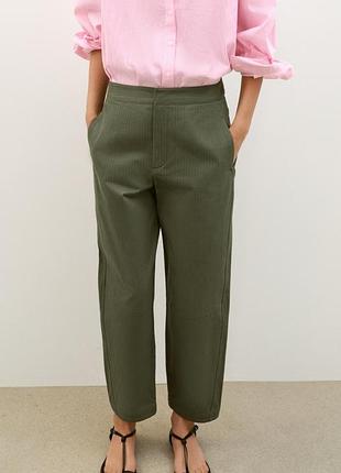 Брюки barrel fit в елочку от zara
