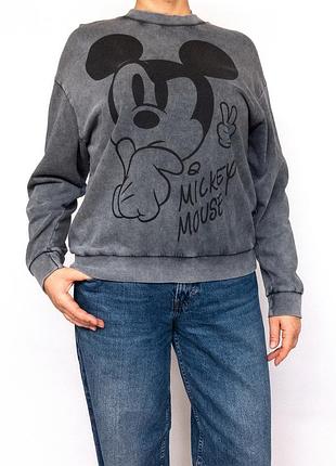 Свитшот серый толстовка с микки маусом, disney george, хлопок.