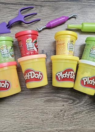 Набор crayola silly 6 ш. и массы для лепки hasbro play-doh 6 баночек цена за весь набор