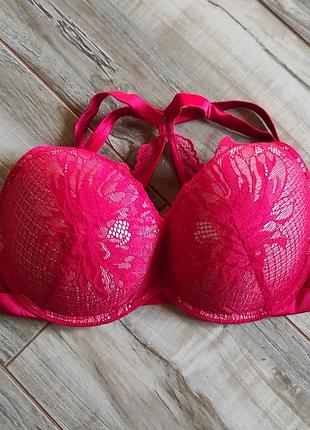 Яркий красный кружевной бюстгальтер calvin klein, размер 32dd / 70dd / 85dd