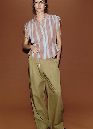 Штани barrel із защипами zara