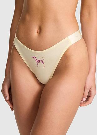 Трусики стрінги logo cotton high-leg thong panty victorias secret
