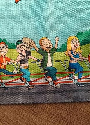 Сумка-шопер унісекс american dad бірюзова з принтом