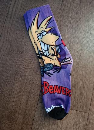 Шкарпетки унісекс з мультяшним принтом angry beavers, фіолетові
