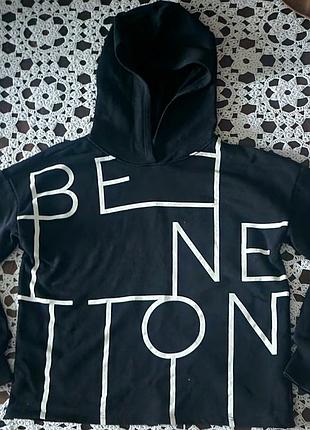 Оригинальная толстовка/худи от известного бренда united colors of benetton в глубоком черном цвете 6
