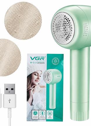 Аккумуляторная машинка для удаления катышек vgr v-813 с led-индикатором заряда и работы зарядки от usb 5 вт зеленый