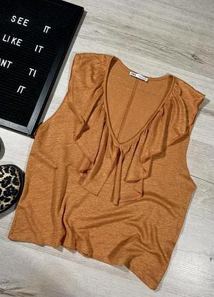 Лляна майка з оборкою zara