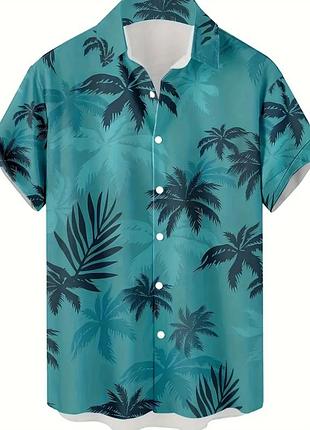 Гавайские рубашки с пальмами / летняя мужская рубашка hawaiian style