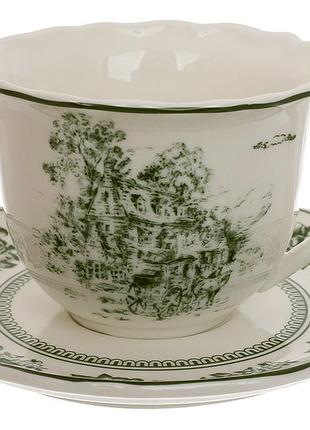 Набор фарфоровая чашка с блюдцем 220мл heritage toile collection green