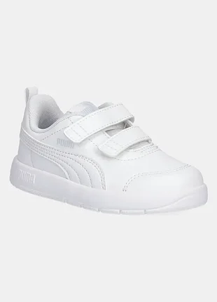 Оригинальные кроссовки puma courtflex v3 детские белые на липучках 17 см стелька