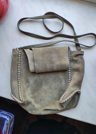 Сумка из натурального замша zara