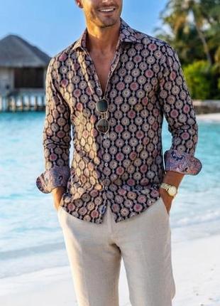 Мужская хлопковая рубашка ted baker бластья в стиле пейсли 4(l) р-р оригинал бренд