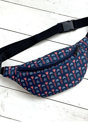 Сумка-бананка bumbag «орнамент голубой» - presentville | через плечо и на пояс