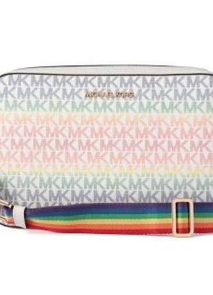 Жіноча сумка-кроссбоди michael kors jet set large rainbow signature logo crossbody bag.