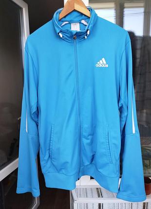 Спортивная кофта adidas оригинал, голубая, размер l, на молнии