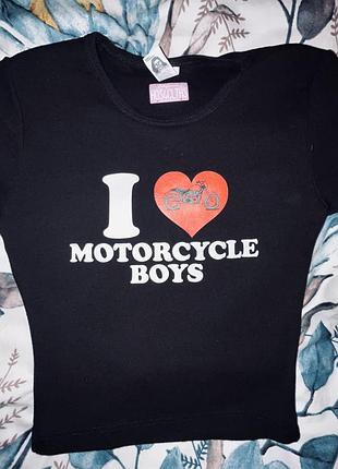 Y2k кроп топ baby tee hoes for clothes «l <3 motorcycle boys» оригінал