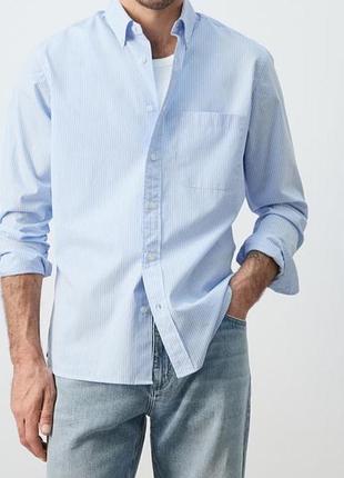 Мужская рубашка в полоску john lewis tailored fit (размер l / 42) 100% хлопок