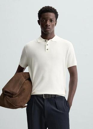 Чоловіча футболка поло з віскози zara viscose blend knit polo оригінал зара віскоза