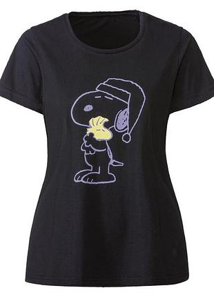 Футболка хлопковая з принтом для женщины disney snoopy 406154 xs черный