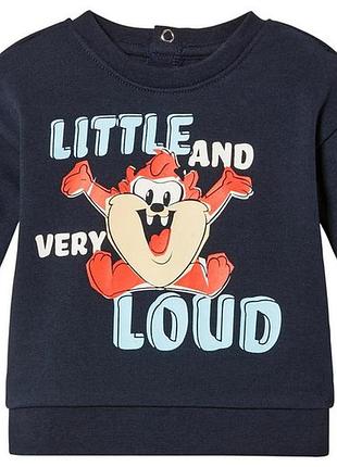 Свитшот двунитка для мальчика disney looney tunes 468581 062-68 см (2-6 мес.) темно-синий