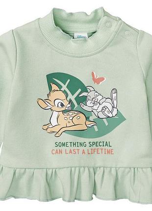 Свитшот двунитка для девочки disney бемби 412730 062-68 см (2-6 мес.) зеленый