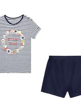 Пижама (футболка и шорты) для девочки lupilu lidl 372796 098-104 см (2-4 years) темно-синий