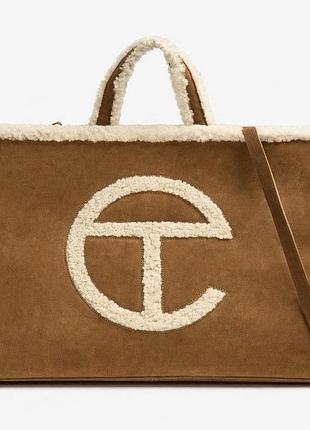 Сумка-шоппер з культової колаборації telfar x ugg shopping bag у класичному каштановому відтінку (chestnut).