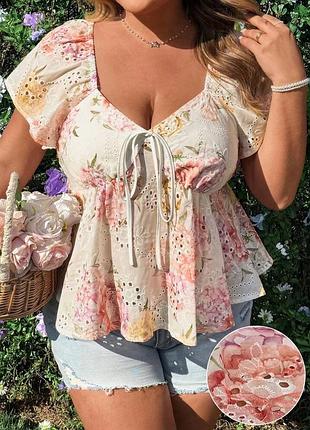 Блуза в квітковий принт shein 4xl
